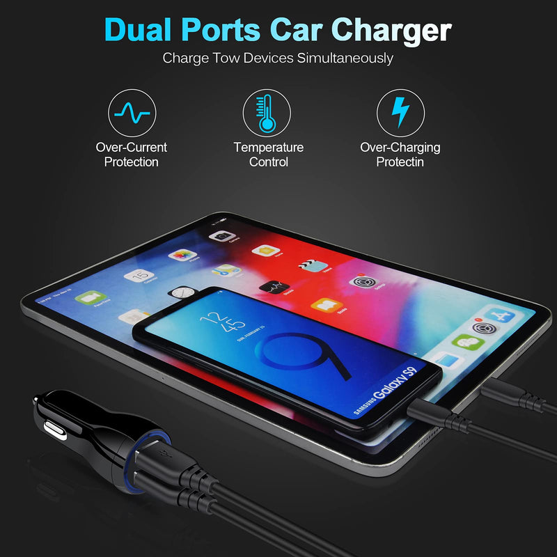 [Australia - AusPower] - Car Charger for iPhone, Car Charger Adapter, 2Pack 2.4A Dual Port Fast Charge Cigarette Lighter Adapter for iPhone 12 11 Pro Max SE XR XS X 8 7 6 6S Plus,Samsung Galaxy S21 20 A12 A51 A32 A42,Android 