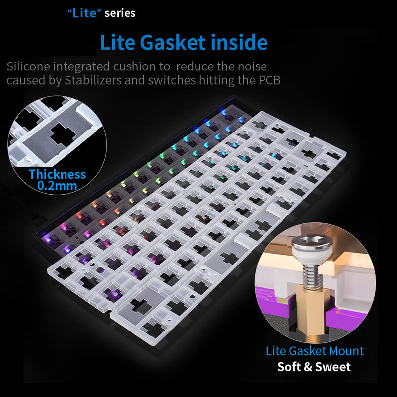 [Australia - AusPower] - GK61X V3 PCB Plate Case for 60% Keyboard Custom Hot Swappable RGB Keyboard DIY Kit with Mute Cotton Wired for 3/5 Pin Switch (GK61X-Lite Black) GK61X-Lite Black 