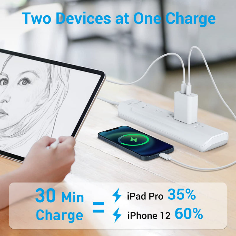 [Australia - AusPower] - Type C Charger, iPhone Charger, Knofarm Dual Port 40W USB C Wall Charger Fast Charging Block for iPhone 13 12 11 Pro Max SE iPad Pro Air Mini Galaxy Pixel PD 3.0 USBC Power Adapter Plug Cube Box Brick 