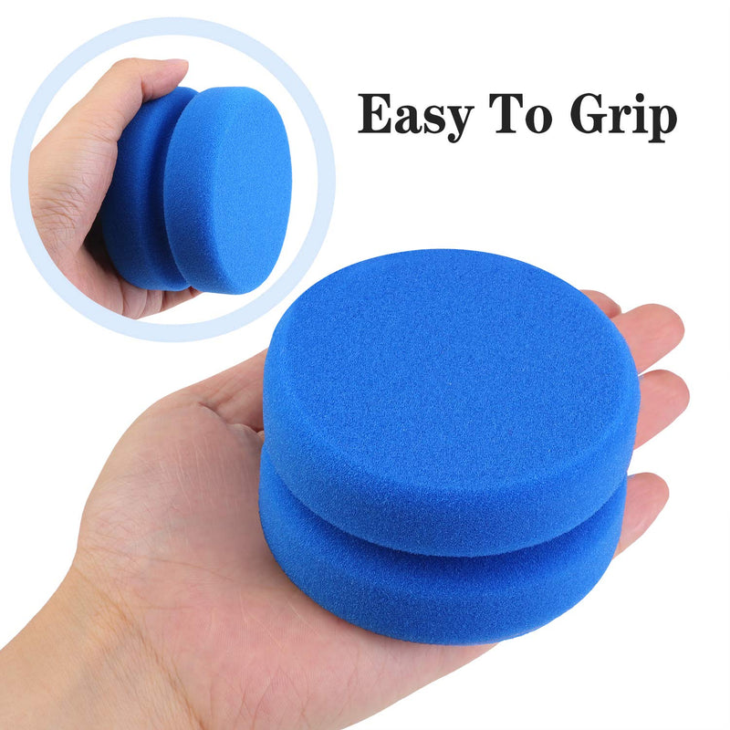 [Australia - AusPower] - Aodaer 6 Pack Sponge Applicator Paint Sponge Applicator Blue Paint Detail Sponge Used for Art Crafts or Car Waxing with Mesh Hanging Storage Bag, Blue Round 3.1 Inches 