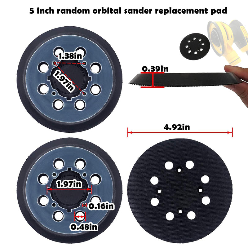 [Australia - AusPower] - 2 Packs for DeWalt DWE64233 & N329079 Orbital Sander Replacement Pad, 5 inch 8 Hole Hook and Loop Sanding Disc Backing Pads, Compatible with DWE6421-B2, DWE6421-B3, DWE6423/6423K, DWE6421/6421K 2 