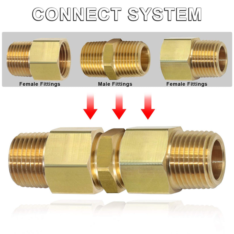 [Australia - AusPower] - KOOTANS 3/8 NPT x 3/8 NPT Male Solid Brass Nipples Heavy Brass Pipe Adapter Fittings Equal Hex Nipple Connectors 4Pieces 3/8 NPT x 3/8 NPT (O.D x O.D: 5/8'' x 5/8'') 