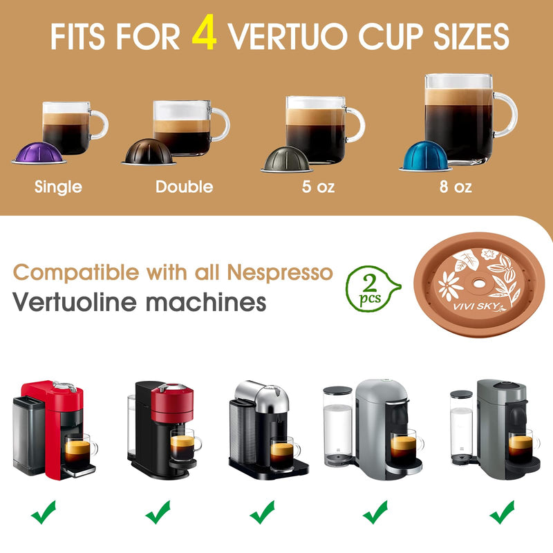[Australia - AusPower] - VIVI SKY Reusable Coffee Capsule Lids Work with N*espresso Pods Vertuo,Food Grade Silicon Caps Used for Every Sizes of Reusable Vertuo Pod Refillable Vertuo Capsule (Silicon Vertuo Lids- 2PCS) Silicon Vertuo Lids- 2PCS 