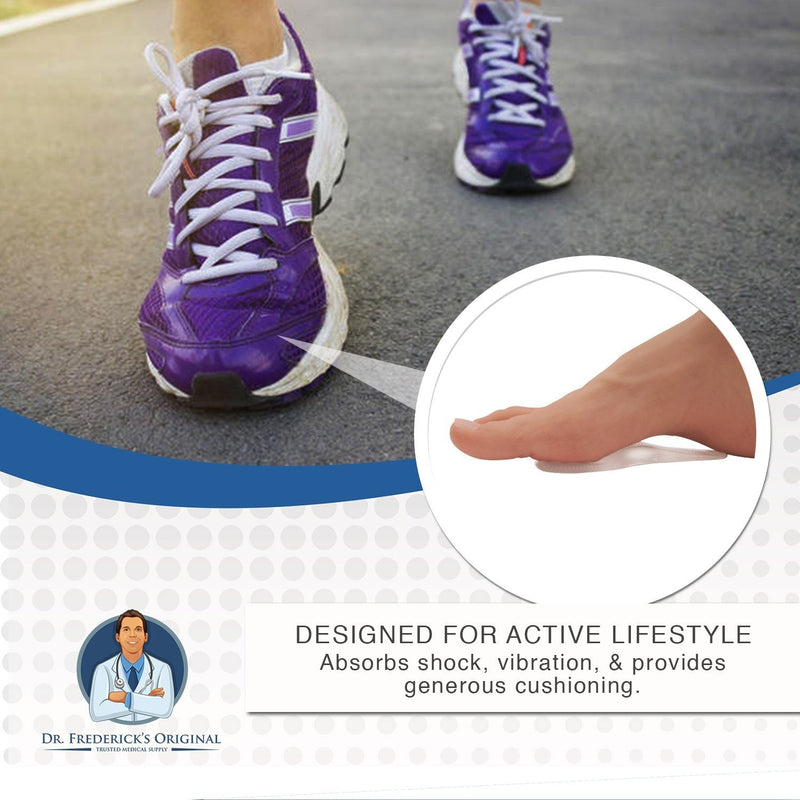 [Australia - AusPower] - Dr. Frederick's Original Self-Adhesive Metatarsal and Arch Support Insole Gel Pads - 2 Pieces - Generous Ball of Foot Cushions for Arch Support, Plantar Fasciitis & More - Small - W4.5-8 | M6-7 Small (Pack of 2) 