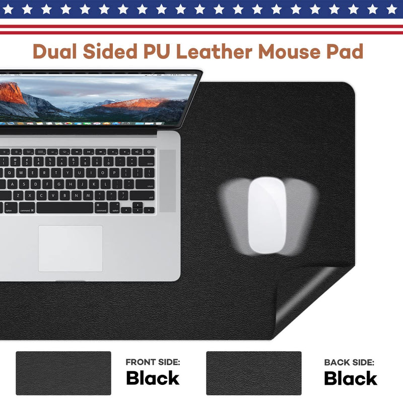 [Australia - AusPower] - RostiKong Desk Mat Dual Use Office Desk Pad on Top of Desks PU Leather Desk Blotter Protector Computer Laptop Keyboard Writing Mouse Pad Waterproof Decorative Desk Cover Protector (16'' x 32'' Black) 16'' x 32'' Black + Black 