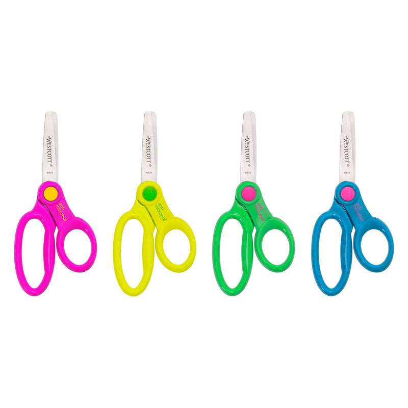 [Australia - AusPower] - Westcott 5’’ Blunt Safety Scissors For Kids With Anti-Microbial Protection, Assorted, Pack of 12 (14871) 
