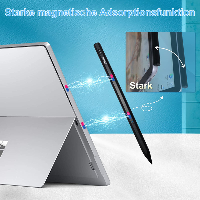 [Australia - AusPower] - Stylus Pen for Surface, Official Authorized Pen for Microsoft Surface Pro 8 7 6 5 4 3 X / Surface 3 / Go 4 3 2 1 / Book 4 3 2 1 / Laptop 4 3 2 1 / Studio 2, USB-C Charging, 4096 Pressure Sensitivity 4096- Black 