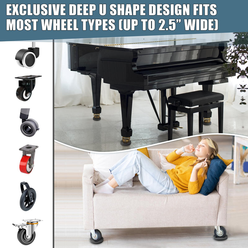 [Australia - AusPower] - Zhulerzil Bed Stoppers to Prevent Sliding - Furniture Wheel Stopper for Hardwood Floor - Rubber Bed Frame Stopper Caster Cups fit All Wheels of Furniture, Sofa, Bed, Chairs 4 Pack 