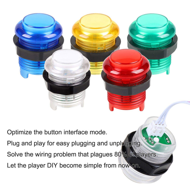 [Australia - AusPower] - Fosiya 1 Player USB Encoder to PC Arcade Joystick Red Top Ball + 10x 5V LED Arcade Buttons for Arcade PC Games Mame Raspberry Pi 