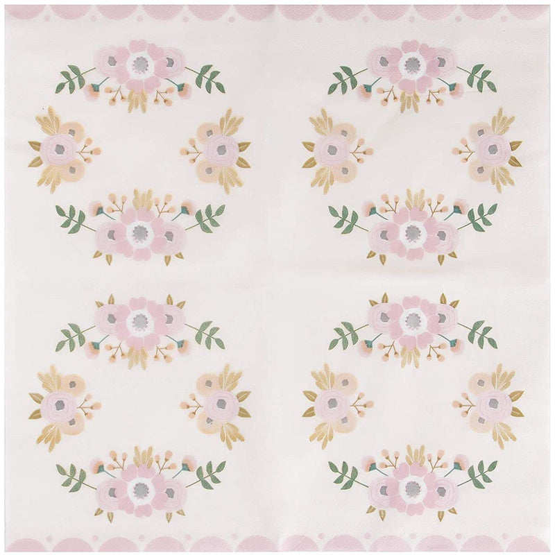 [Australia - AusPower] - 150-Pack Luncheon Napkins, Disposable Paper Napkins Floral Party Supplies for Bridal Showers, Birthdays, 2-Ply, Unfolded 13 x 13 Inches, Folded 6.5 x 6.5 Inches 