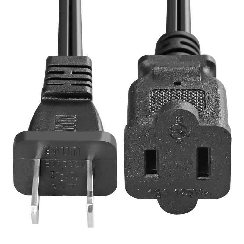 [Australia - AusPower] - VSEER 2 Prong Extension Cord US AC 2-Prong Male and Female Power Cable 13A/125V, USA Outlet Saver Power Extension Cord Cable for NEMA 5-15P to NEMA 5-15R (1FT) 1FT Black 