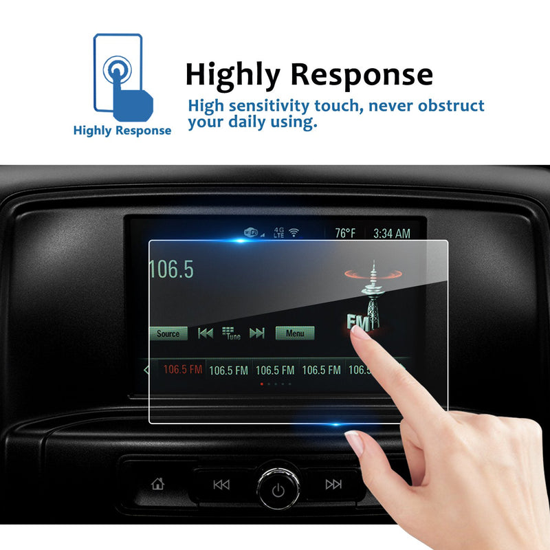 [Australia - AusPower] - LFOTPP Fit for 2016-2020 2021 GMC Sierra 1500 2500HD 3500HD 7 Inch IntelliLink Car Navigation Screen Protector, [9H] Tempered Glass Center Touch Screen Protector High Clarity (7-Inch) 