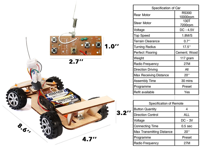 [Australia - AusPower] - Pica Toys Wireless Remote Control Car Kit F1, Science Project Kit for Kids/Students/Education, STEM Project Model Car Kits to Build, Ideal Choice for Family and School Classic 