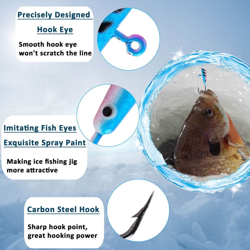 [Australia - AusPower] - Fishing Lures Ice Fishing Jigs 48pcs Ice Fishing Gear Small Jig Head Panfish Crappie Jigs Ice Fishing Jigging Lures Kit 