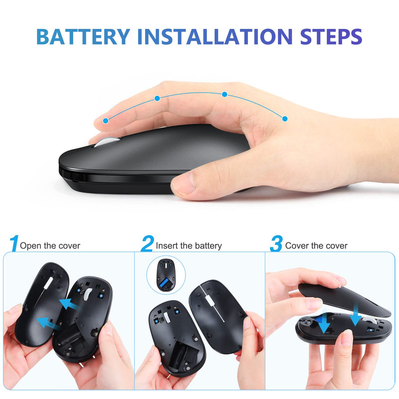 [Australia - AusPower] - OMOTON Bluetooth Mouse for iPad and iPhone (iPadOS 13/ iOS 13 and Above), Ultra-Thin Wireless Mouse Compatible with Bluetooth Enabled Computer, Laptop, PC, Notebook, and Mac Series, Matte Black 