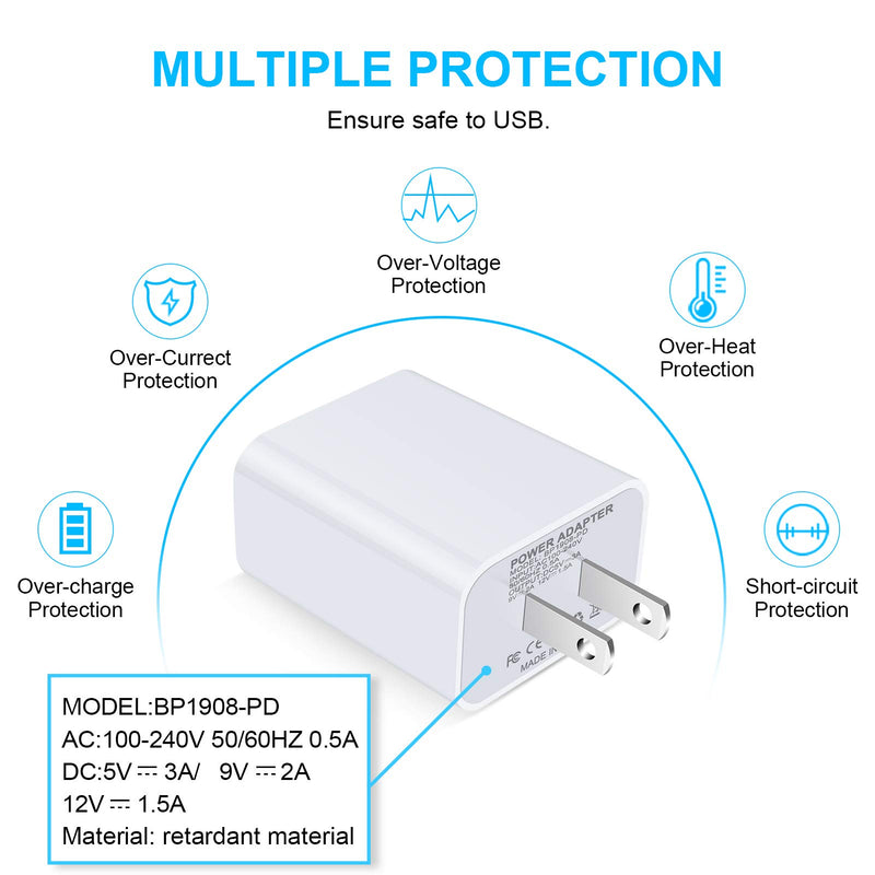 [Australia - AusPower] - USB C Fast Charger for Google Pixel 6 6 Pro 5 4 4A 4XL 3 3A 3XL 2 XL, Pad Pro 12.9/11, Samsung Galaxy S22 S21 S20 FE 5G Note 20 Ultra Z Fold 3 A10E, 20W 3A PD Power Adapter with 6FT Type C to C Cable White 
