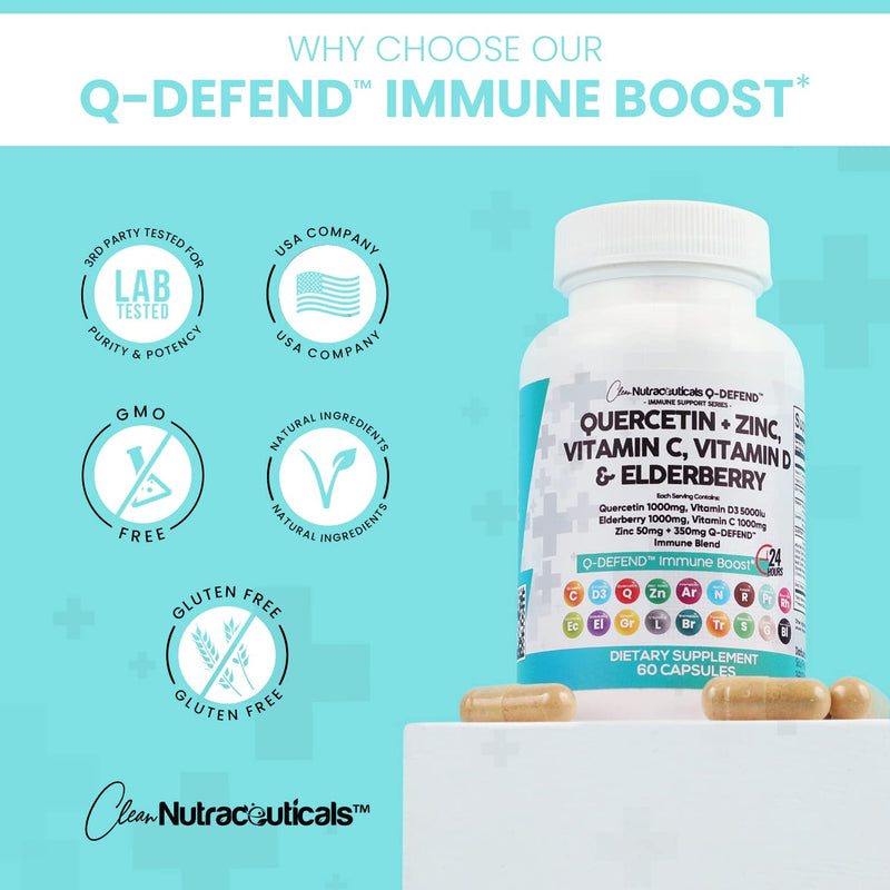 [Australia - AusPower] - Quercetin 1000mg Zinc 50mg Vitamin C 1000mg Vitamin D 5000 IU Bromelain Elderberry - Lung Immune Defense Support Supplement Adults with Artemisinin, Sea Moss, Echinacea, Garlic Immunity Allergy Relief 1 