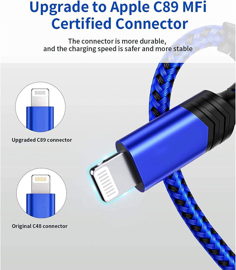 [Australia - AusPower] - Lightning Cable iPhone Charger Cable Apple MFi iPhone 13 12 11 Pro MAX X XS XR 8 7 6 Plus iPad Fast USB Cord Accessories Car Charging Cable, Pure blue 