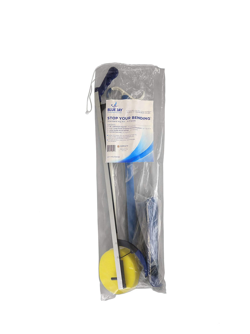 [Australia - AusPower] - Blue Jay An Elite Healthcare Brand Bending Hip Kit 4 Piece Combo Pack include 26 inch Reacher | Sock Aid with Foam Handles and Dressing Stick | Plastic Shoehorn for Surgery Recovery - 24 Inches 4 Piece Set 