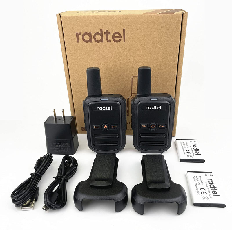 [Australia - AusPower] - Radtel RT12 Walkie Talkies for Adults Rechargeable 2 Pack, Long Range Handheld FRS Two Way Radio 16CH Handsfree VOX for Camping Hiking (Black) Black 
