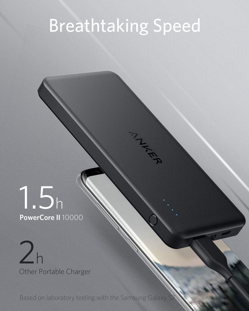 [Australia - AusPower] - Anker PowerCore II Slim 10000 Ultra Slim Power Bank, Upgraded PowerIQ 2.0 (up to 18W Output), Fast Charge for iPhone, Samsung Galaxy and More (Black) 