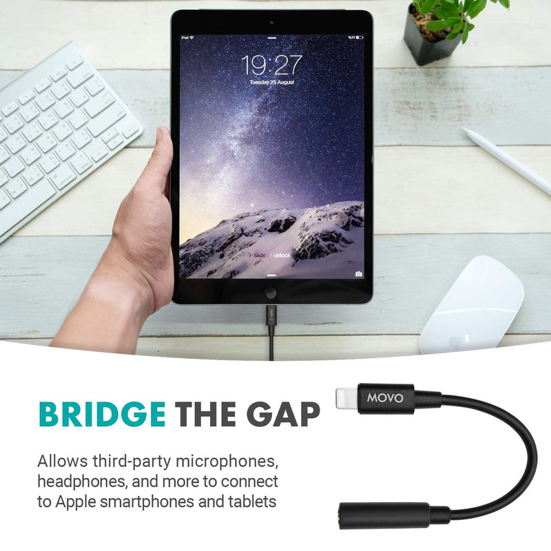 [Australia - AusPower] - Movo IMA-2 3.5mm TRS to Lightning iPhone Headphone Adapter - Apple Headphone Adapter for iPhone - iPhone Aux Adapter for Mics and Headphones - 3.5 mm TRS Audio Cable to Lightning Adapter for Apple 