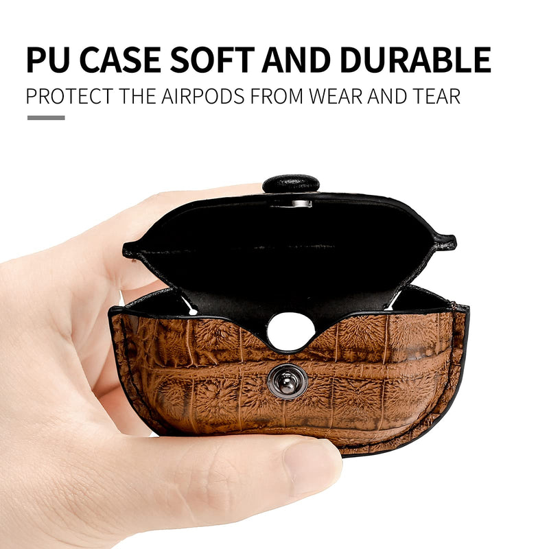 [Australia - AusPower] - MODOS LOGICOS Charging Case Cover for Apple Air Pods Pro, Leather Case with Secure Snap-Fastener Compatible with Apple AirPods Pro 1st (2019) / AirPods Pro 2nd (2022) Charging Case (Cro Brown) Cro-Brown 