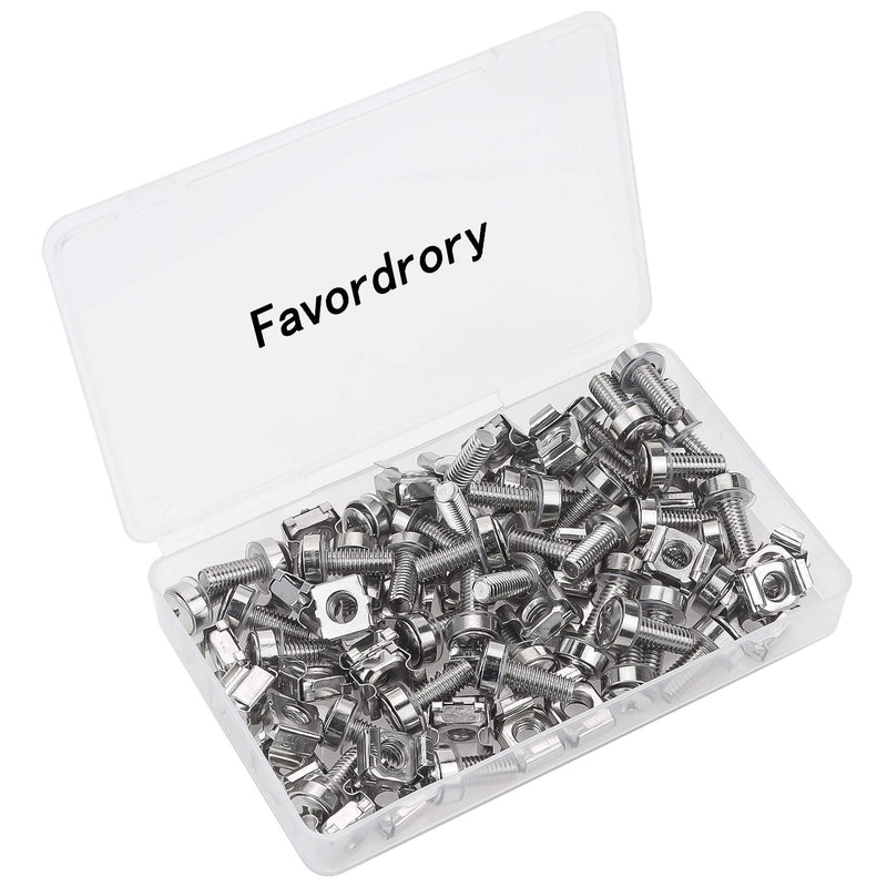 [Australia - AusPower] - Favordrory 30 Pack M6 x 20mm Rack Mount Cage Nuts, Screws and Washers for Rack Mount Server Cabinet, Rack Mount Server Shelves, Routers (Silver) Silver 