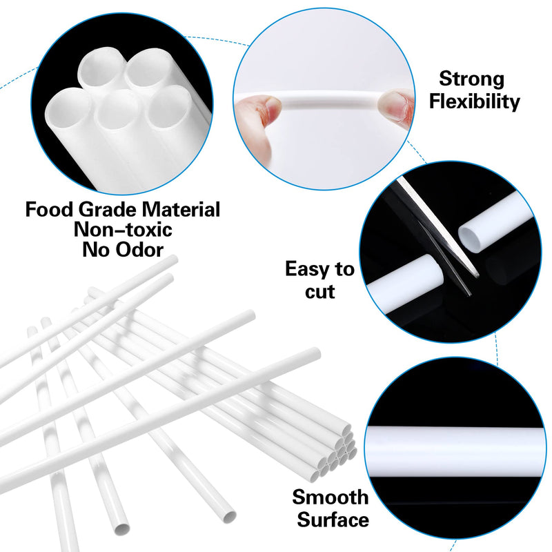 [Australia - AusPower] - 16-Piece Cake Dowels For Stacking, 2/5 X 9.5 Inches White Sturdy Plastic Cake Tier Support Rods Weddings Baby Showers Birthday Parties Tiered Cakes Construction 