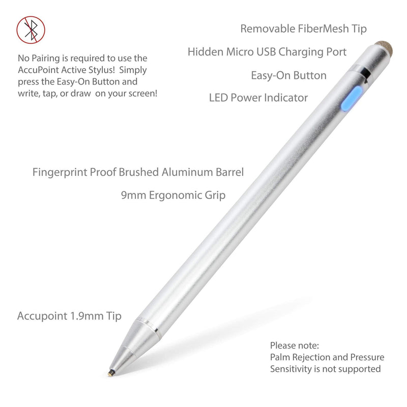 [Australia - AusPower] - BoxWave Stylus Pen Compatible with Lenovo 500e Chromebook (11.6 in) (Stylus Pen by BoxWave) - AccuPoint Active Stylus, Electronic Stylus with Ultra Fine Tip - Metallic Silver General Active Stylus 