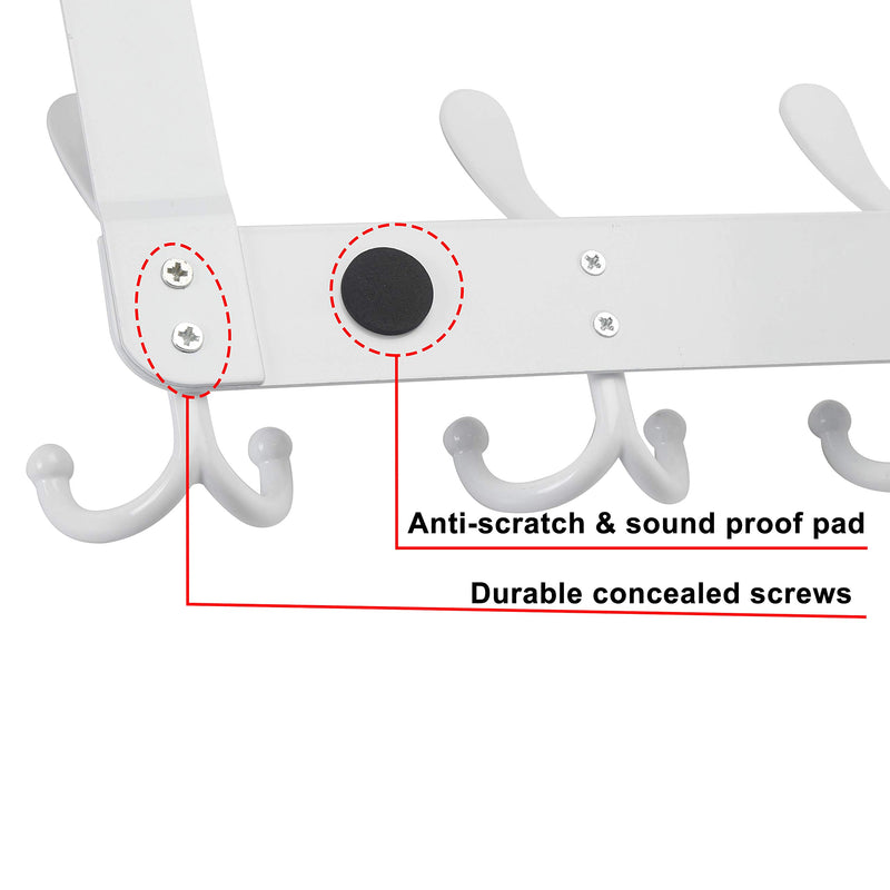 [Australia - AusPower] - Dseap Over The Door Hook Hanger - 5 Tri Hooks, Heavy Duty Over The Door Towel Rack Coat Rack for Clothes Hat Towel, White 1 