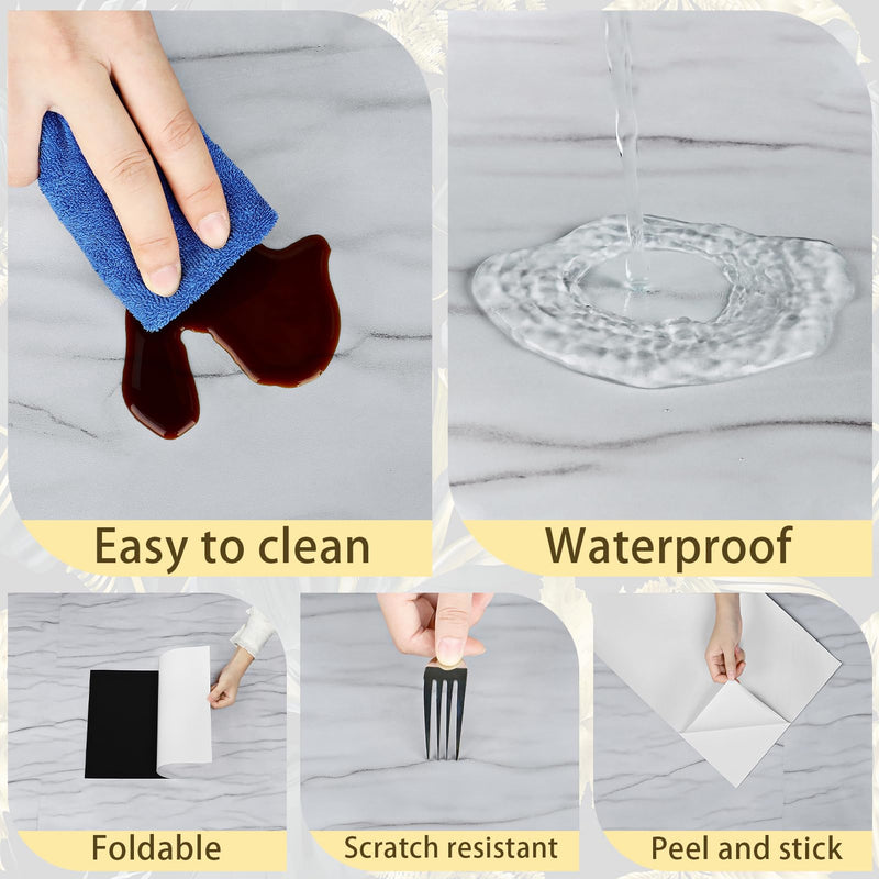 [Australia - AusPower] - STICKEEP Gray White Marble Peel and Stick Floor Tile 12x24 in Kitchen Floor Tiles Peel and Stick Waterproof Bathroom Removable Vinyl Laminate Flooring for Bedroom Laundry Room Camper RV 4 PCS 4 Tiles 