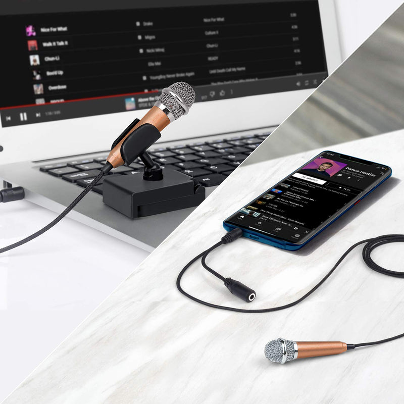 [Australia - AusPower] - Uniwit Mini Portable Vocal/Instrument Microphone for Mobile Phone Laptop Notebook Apple iPhone Sumsung Android with Holder Clip (Golden) Golden 