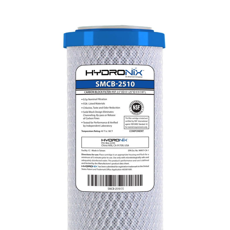 [Australia - AusPower] - Hydronix SMCB-2510 NSF Coconut Activated Carbon Block Water Filter, 2.5" x 10" - 0.5 Micron 