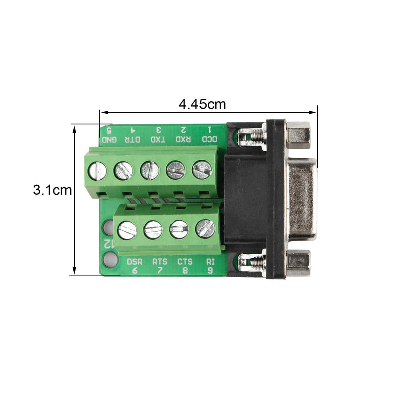 [Australia - AusPower] - Futheda 2PCS D-SUB DB9 RS232 Interface Breakout Board Connector 9 Pin 2 Row Female RS-232 Serial Port Solderless Terminal Block Adapter with Positioning Nuts 