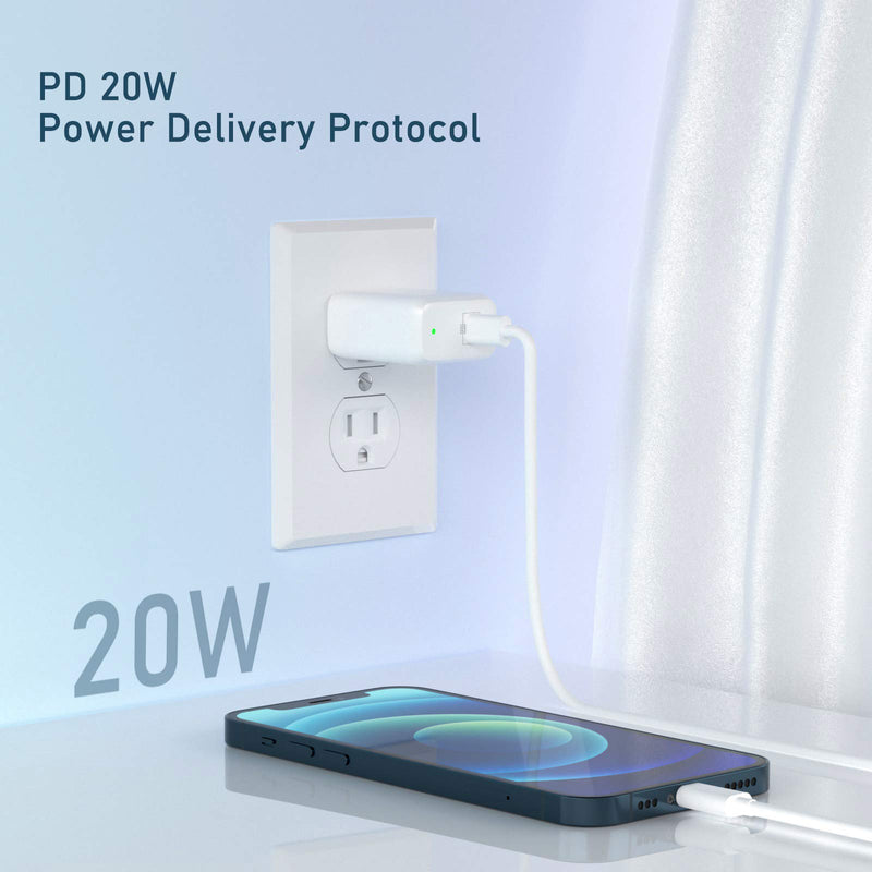 [Australia - AusPower] - 20W iPhone Fast Charger PD3.0 USB-C Type-C Compact Charger Adapter Compatible with iPhone 12/12 Pro /12 Pro Max /12 Mini /11 Series, iPad Pro, iPad Air, Google Pixel, AirPods, Apple Watch and More 