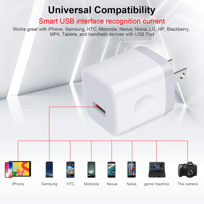[Australia - AusPower] - USB Plug, Charging Block, Sicodo [5Pack-1Port] Fast Charging USB Wall Charger Brick Power Adapter Cube for iPhone 11/11 Pro Max/XR/X/Plus, iPad, Samsung, Camera, LG, Android, HTC and More 1Port-Multicolor 