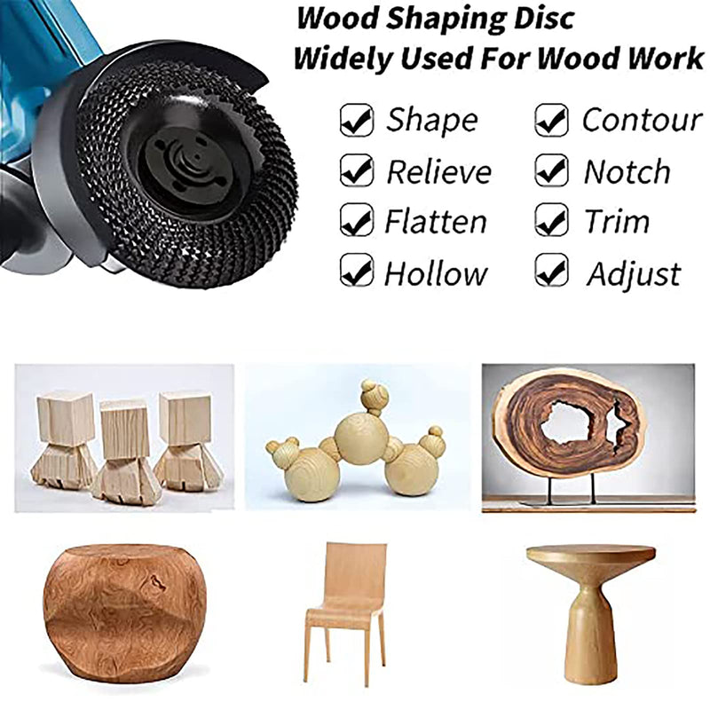 [Australia - AusPower] - Rollbin Grinder Disc Wood Carving Disc 4 Inch,Wood Grinding Shaping Disc for Angle Grinders with 5/8 inch Arbor Black 1 