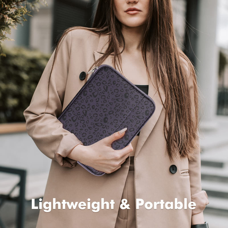 [Australia - AusPower] - MoKo 9-11 Inch Tablet Sleeve Bag, Protective Bag with Two Compartments Fits iPad air 5 10.9" 2022, iPad Pro 11 M2 2022-2018, iPad 9/8/7th 10.2, iPad 10th 10.9, iPad Air 4 10.9, Purple Leopard 