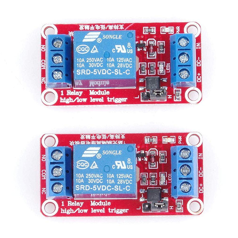 [Australia - AusPower] - Hailege 2pcs 5V One Channel Relay Module Relay Switch with OPTO Isolation High Low Level Trigger 