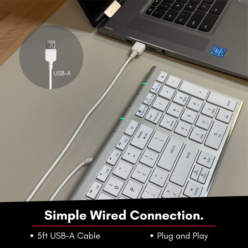 [Australia - AusPower] - Keyboard for Mac and Windows, Macally Apple Wired Keyboard Compatible - Slim, Space-Saving Design USB Keyboard with Numeric Keypad - Budget-Friendly Laptop, MacBook, iMac Keyboard Replacement 