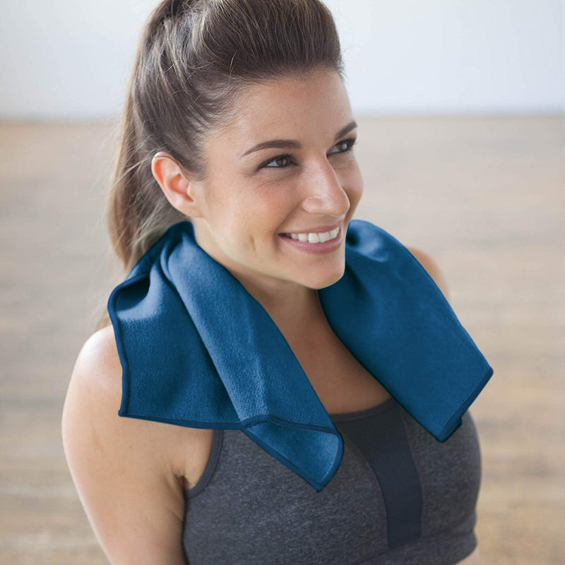 [Australia - AusPower] - GoSweat Non-Slip Hot Yoga Towel by Shandali with Super-Absorbent Soft Suede Microfiber in Many Colors, for Bikram Pilates and Yoga Mats. Evening Blue Standard - 26.5 x 72 