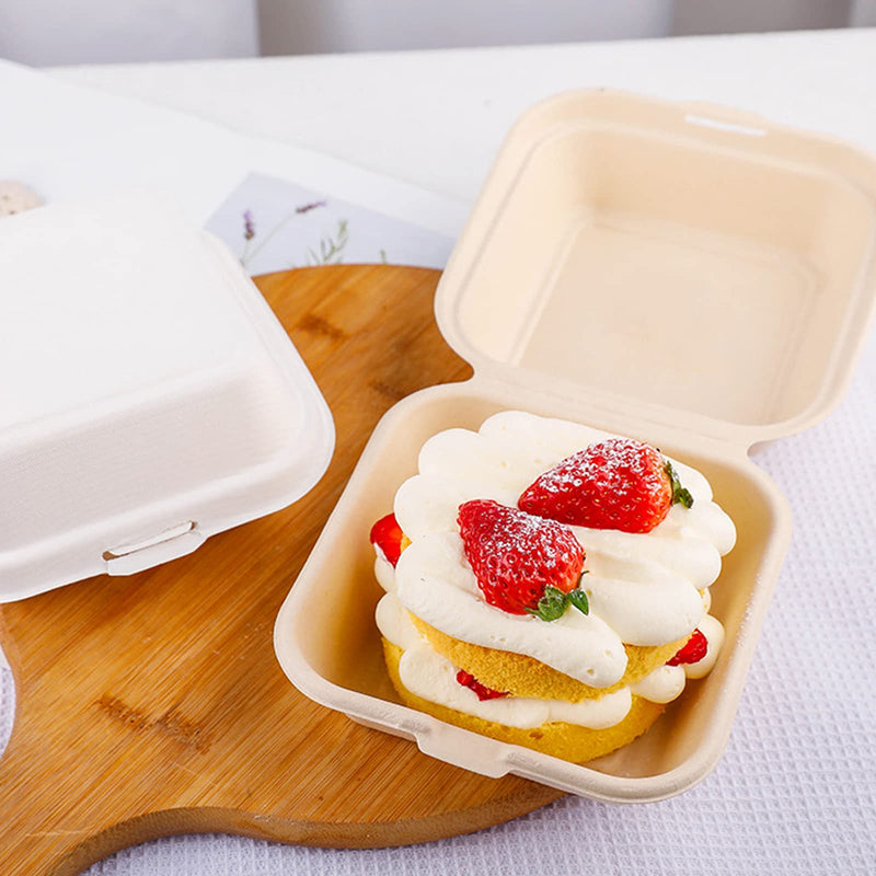 [Australia - AusPower] - UgyDuky 50 Pack Biodegradable Take Out Food Containers Hamburger Boxes with Lids Disposable to go Clamshell Food Containers for Salads Fruit Hamburgers Sandwiches Cupcake for Parties, Restaurants and Food Trucks 