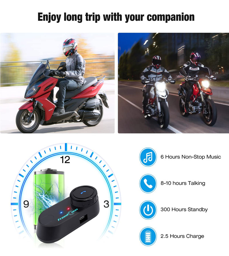 [Australia - AusPower] - Bluetooth Intercom for Helmet,FreedConn T-COMVB 800M,2-Way Motorcycle Helmet Bluetooth Headset,Motorcycle Bluetooth Communication System for Ski/ATV/Dirt Bike/Off,Bluetooth for Motorcycle Helmet TCOM-VB Hard Mic 1PACK 
