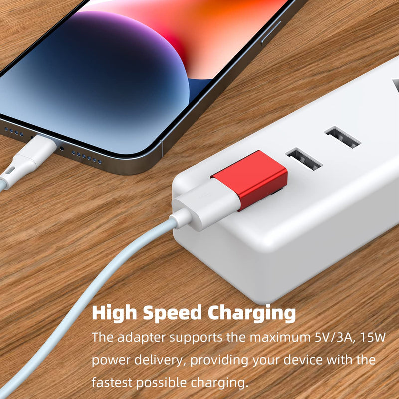 [Australia - AusPower] - AreMe 90 Degree USB 3.0 Adapter 2 Pack, Up and Down Angle USB A Male to Female Converter Extender for PC, Laptop, USB A Charger, Power Bank and More (Red) Up/Down Red 