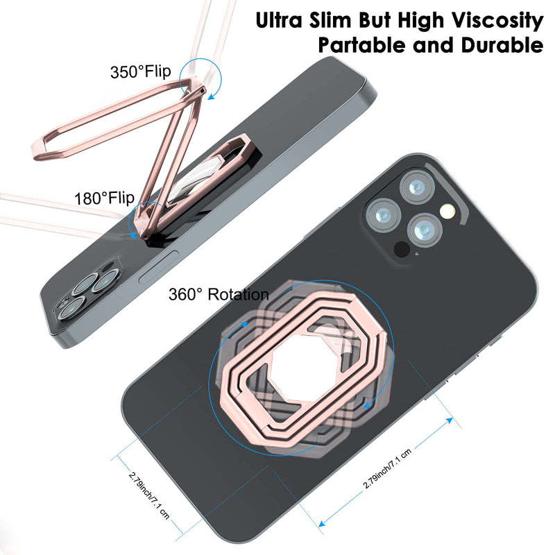 [Australia - AusPower] - Phone Ring Holder Finger Kickstand, 360° Rotation Metal Phone Grip for Magnetic Car Mount Foldable Cell Phone Stand Compatible with Most Smartphones Silver Rose Gold 