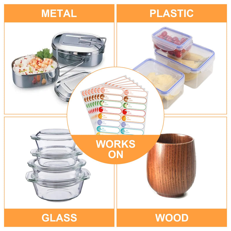 [Australia - AusPower] - Labelebal 1 x 4 Inch Freezer Labels Removable, 512pcs Food Labels Cartoon Waterproof, No Residue Food Storage Labels for for Kitchen, Mason Jar Labels, Bottle Labels to Write On 