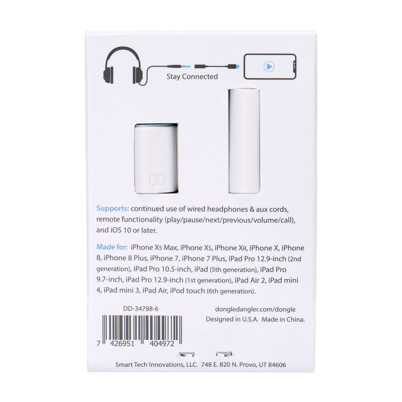 [Australia - AusPower] - Dongle Dangler 3.5mm Headphone Jack Adapter - Works with iPhone -13/ 13 Pro/ 12/ 12 Pro Max/ 11/ 11 Pro/ 11 Pro Max/ XS/ XS Max/ XR/ X/ 8/ 8 Plus/ 7/ 7 Plus - MFi Certified Adapter (Cable-1 Pack) Cable 1-Pack 