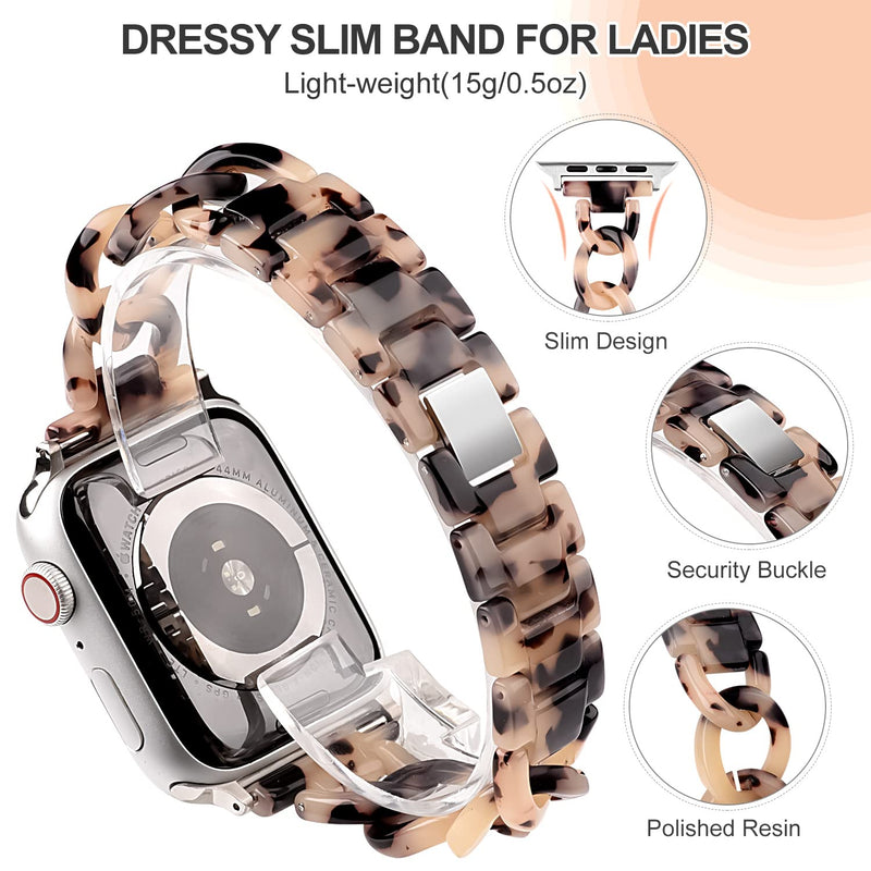 [Australia - AusPower] - Resin Band Compatible with Apple Watch 38mm 40mm 41mm 42mm 44mm 45mm Bracelet Gifts for Women Men, Easly Replacement Strap with Stainless Steel Buckle, Adjustable Smartwatch Bands for iWatch Series 