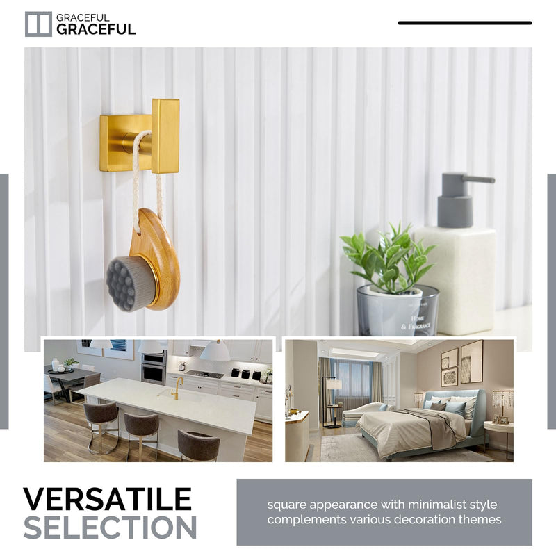 [Australia - AusPower] - Square Single Towel Hook 3 PCS (Brushed Gold) 